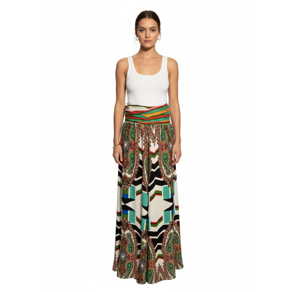 New York & Co Bohemian Lined A-Line Maxi Skirt Size 10